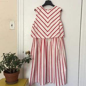 ASOS red and white striped picnic dress 12P